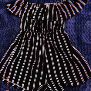 Stripped off the shoulder romper.